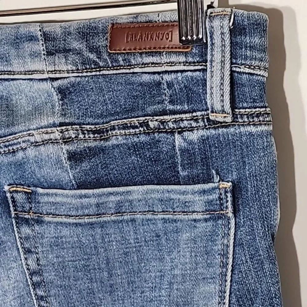 [BLANKNYC] Womens Stretch Skinny Jeans Two Toned Blue Denim Mid Rise 27 Raw Hem